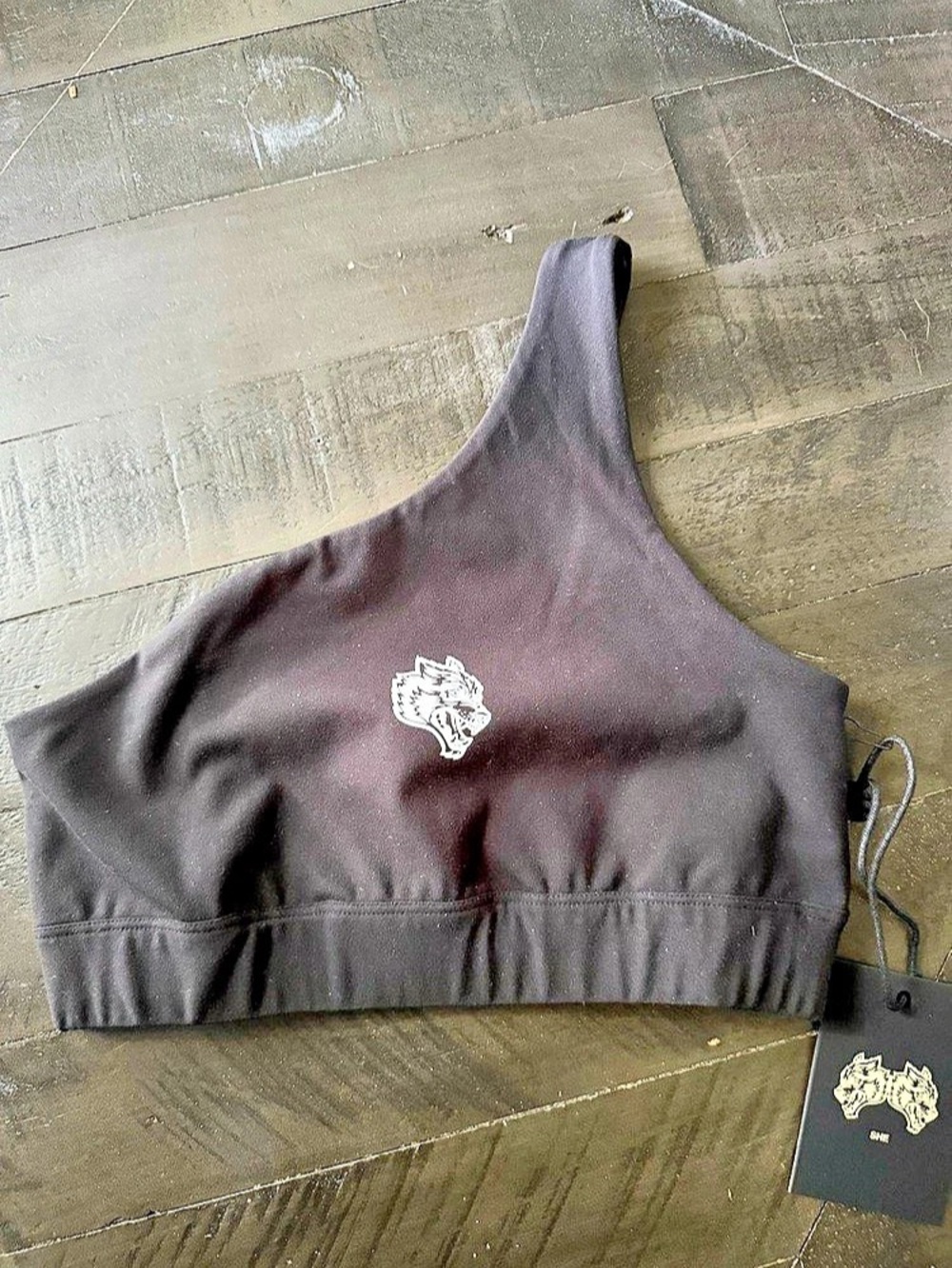 Darc Sport Single Wolf One Shoulder Sports Bra Black, Size XS
